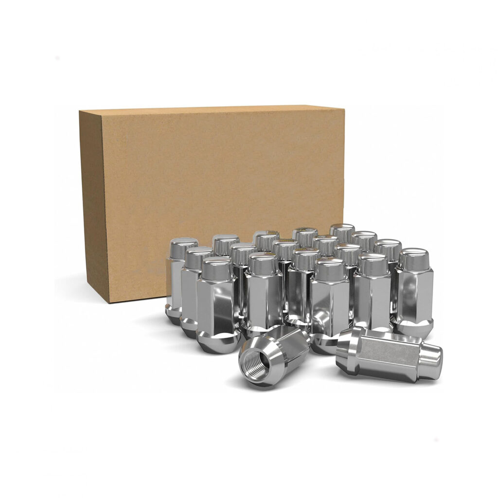 INSTALL KIT – 12MM X 1.75 (1.90″) BULGE ACORN (3/4) CHROME – 20 LUG ...