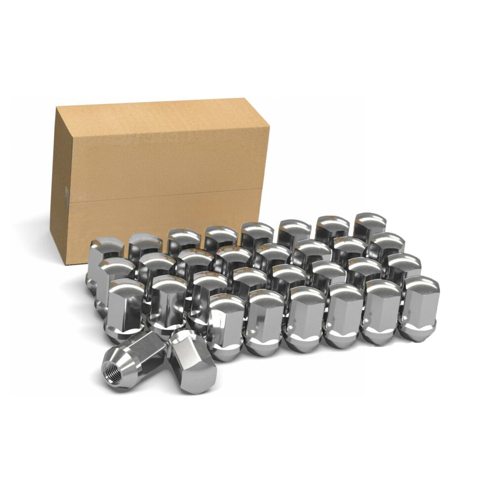 INSTALL KIT - 14MM X 1.5 (1.77) GM TRUCK FACTORY STYLE (7/8) CHROME - 32 LUG NUTS